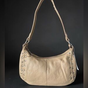 Beige Studded Shoulder Bag